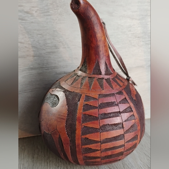 Vintage Maasai Hand Carved Gourd Giraffe Home Decor Kenya - Picture 4 of 13